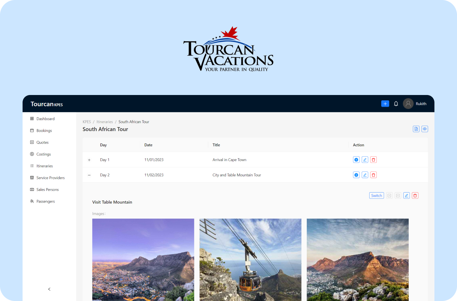 Tourcan Vacations Backoffice System